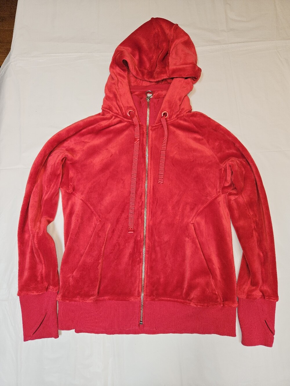 Athleta Red Cozy Velour Zip Hoody Medium